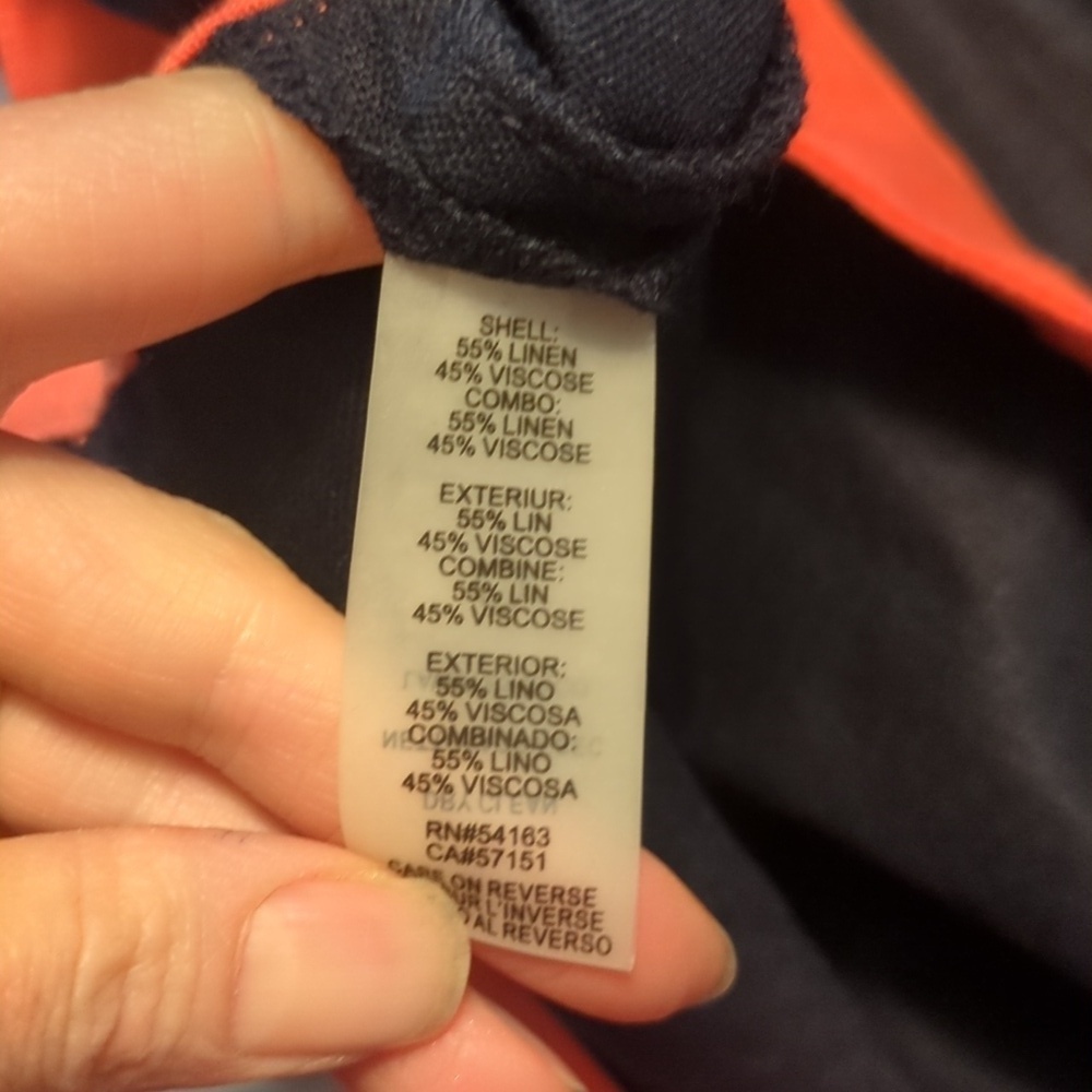 Tommy Hilfiger Navy/Coral Linen Shift Dress - Picture 5 of 5
